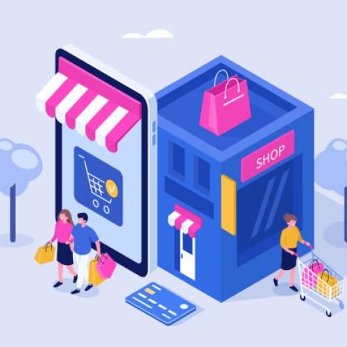 Mobile shopping concept. Can use for web banner, infographics, hero images. Flat isometric vector illustration isolated on white background.